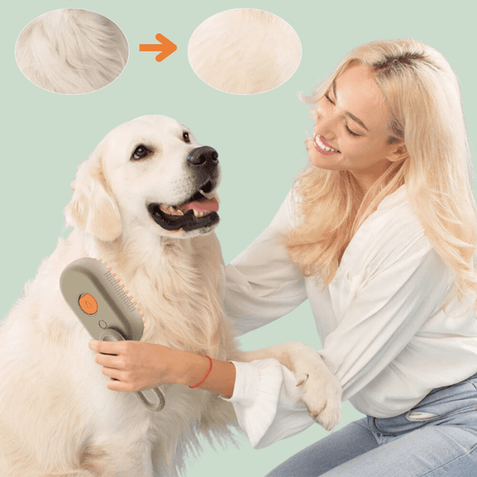 PELURE® Cepillo 3 en 1 para Mascotas – Vapor, Limpieza y Comodidad